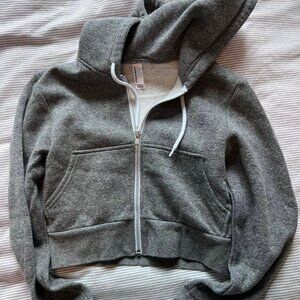 American Apparel Peppered Fleece Cropped Long Sleeve Hoodie